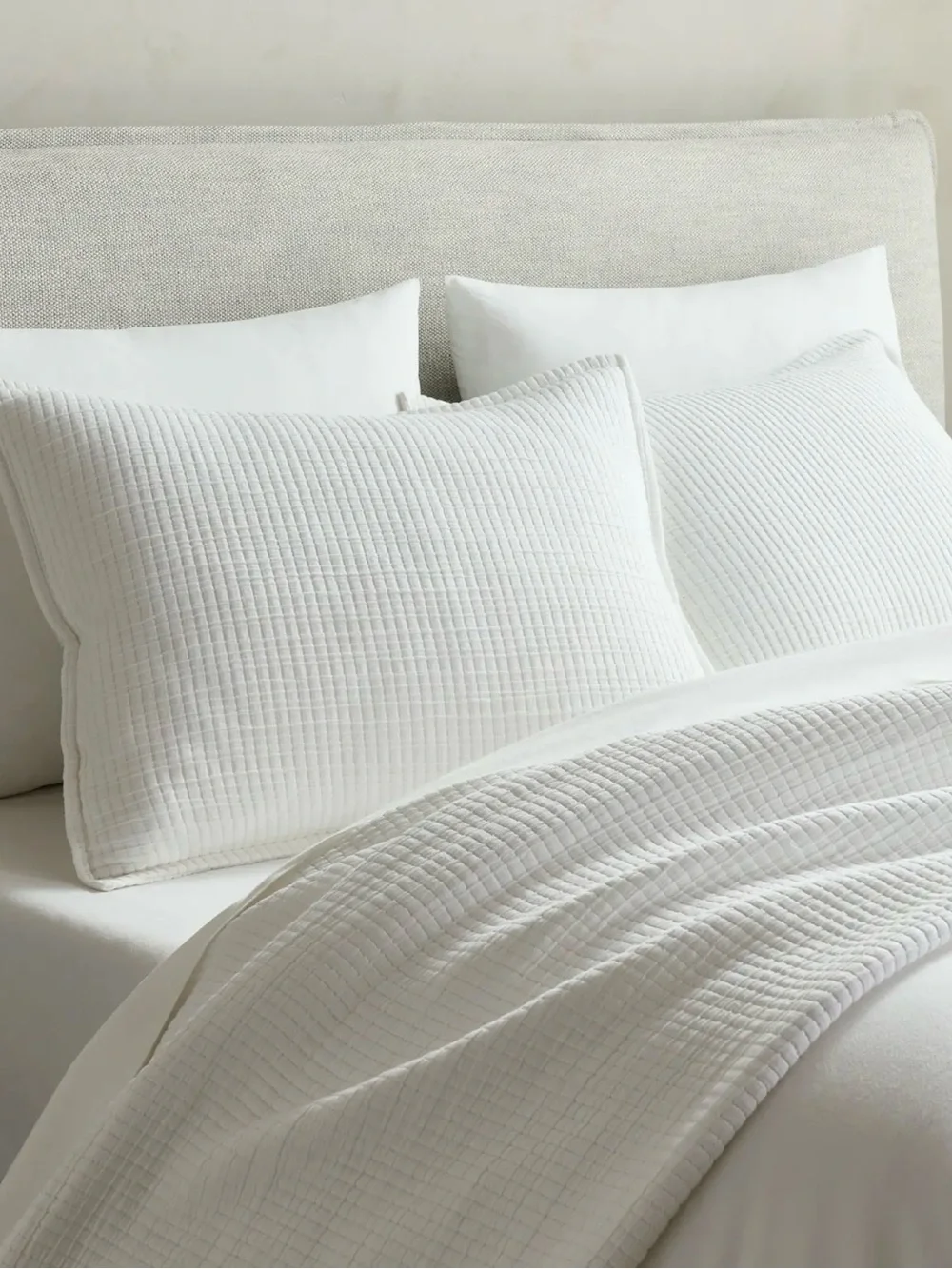 New Organic Cotton Ribbed White Standard Sham Set - Retail $45
